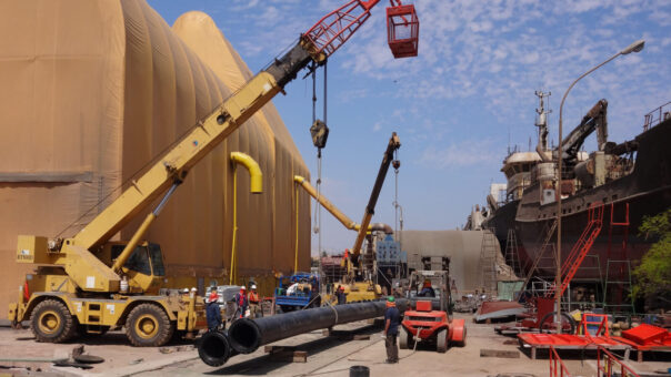 imagen de faena de instalacion de emisarios por pro fusion spa